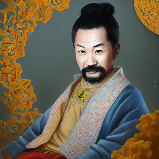 Prompt: portrait painting of a 3 5 - year - old chinese man, taoist priest, like liu dehua, immortal bone, affable by wenjun lin, irakli nadar, bright colors, octopath traveler, wenjun lin, unreal engine 5 highly rendered, global illumination, radiant light, detailed and intricate environment