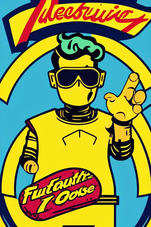 Image similar to fallout 7 6 retro futurist illustration art by butcher billy, sticker, colorful, illustration, highly detailed, simple, smooth and clean vector curves, no jagged lines, vector art, smooth andy warhol style