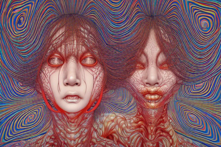 Image similar to realistic detailed image of an abstract spirit in a padded room, conjuring psychedelic background, part by takato yamamoto, part by alex gray, ross tran, james jean, ultra realistic, octane render, highly detailed, 8 k, trending on artstation, cosmic, symmetry, masterpiece