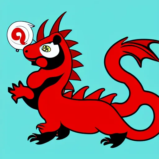 Image similar to vector art of welsh dragon and cute panda mixed, intercrossed, chimera, welsh flag, adobe illustrator