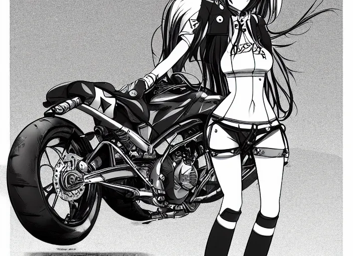 Prompt: motorcycle girl in animanga