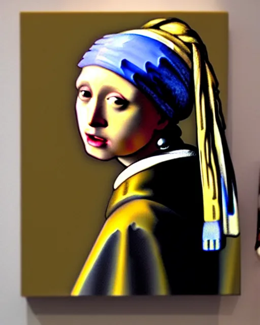 Image similar to darth vader looking over his shoulder, portrait in the style of girl with a pearl earring by johannes vermeer, high quality oil painting, highly detailed