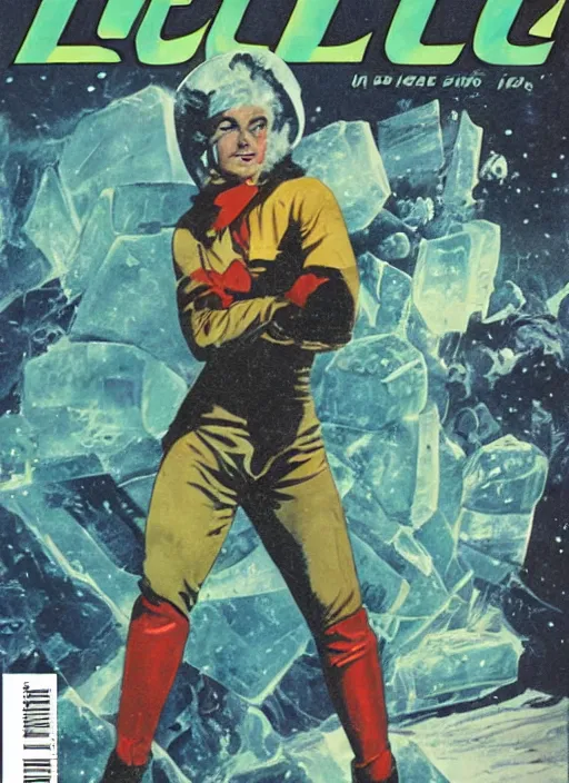 Prompt: pulp sci-fi magazine of the day the earth turned to ice