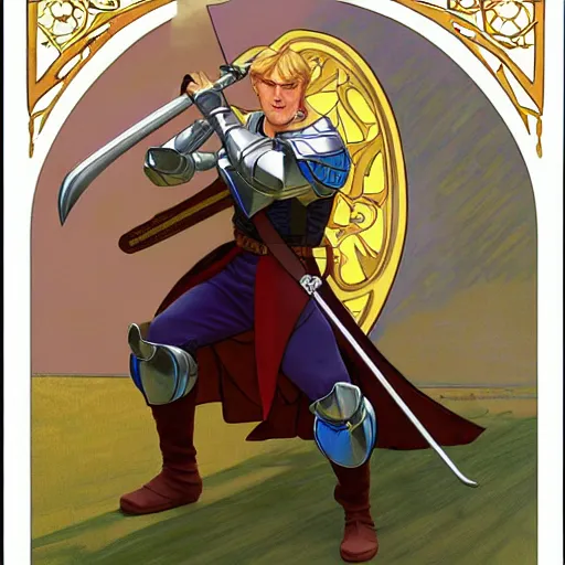 Image similar to arthur pendragon training with his favorite knight, natural lighting, path traced, highly detailed, high quality, cartoon, digital painting, by don bluth and ross tran and j. c. leyendecker and alphonse mucha