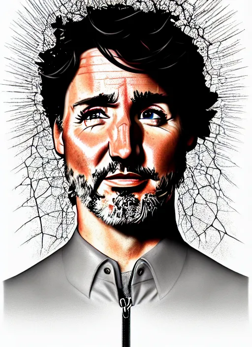 Prompt: a profile portrait of justin trudeau with a zippered opening into skull showing the cranial cavity, zippered opening in skull, inside head cobwebs, dust and rats, digital art, highly detailed, by david cronenberg, raphael, caravaggio