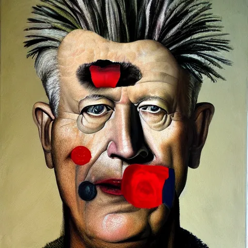 Image similar to painting of david lynch by arcimboldo