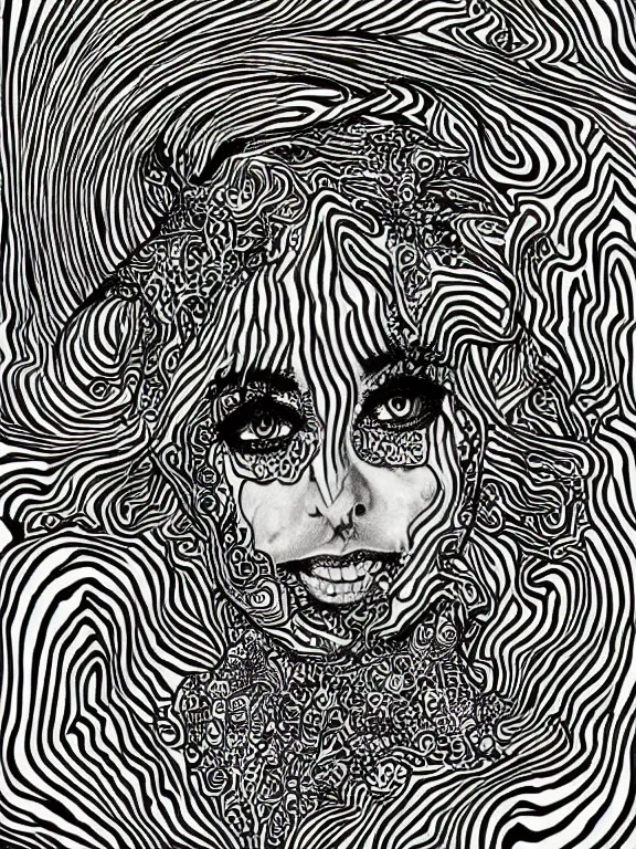 optical illusion design, illustration, black and white