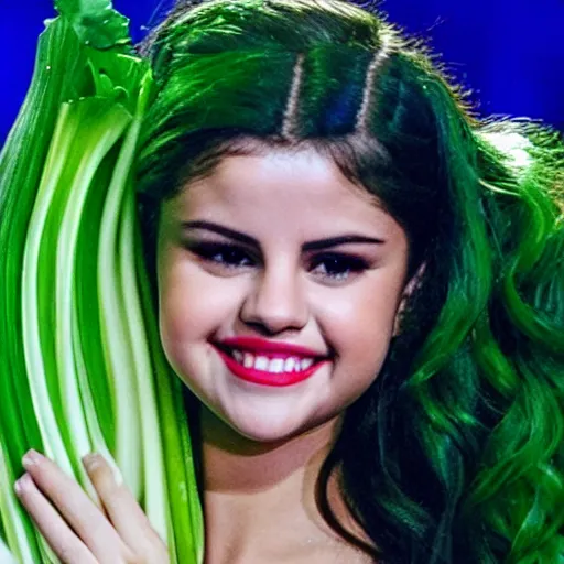 Image similar to selena gomez as celery monster