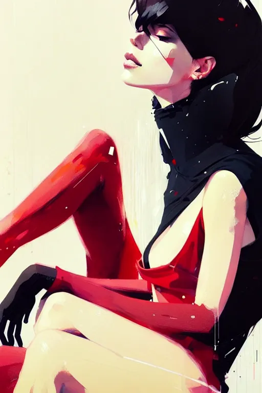 Image similar to a ultradetailed beautiful portrait panting of a stylish woman sitting on a chair, by conrad roset, greg rutkowski and makoto shinkai, trending on artstation