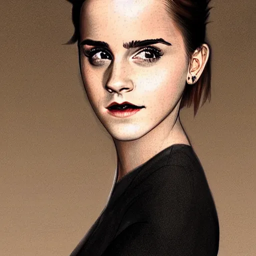 Image similar to art artgerm emma watson seductive tasteful, elegant
