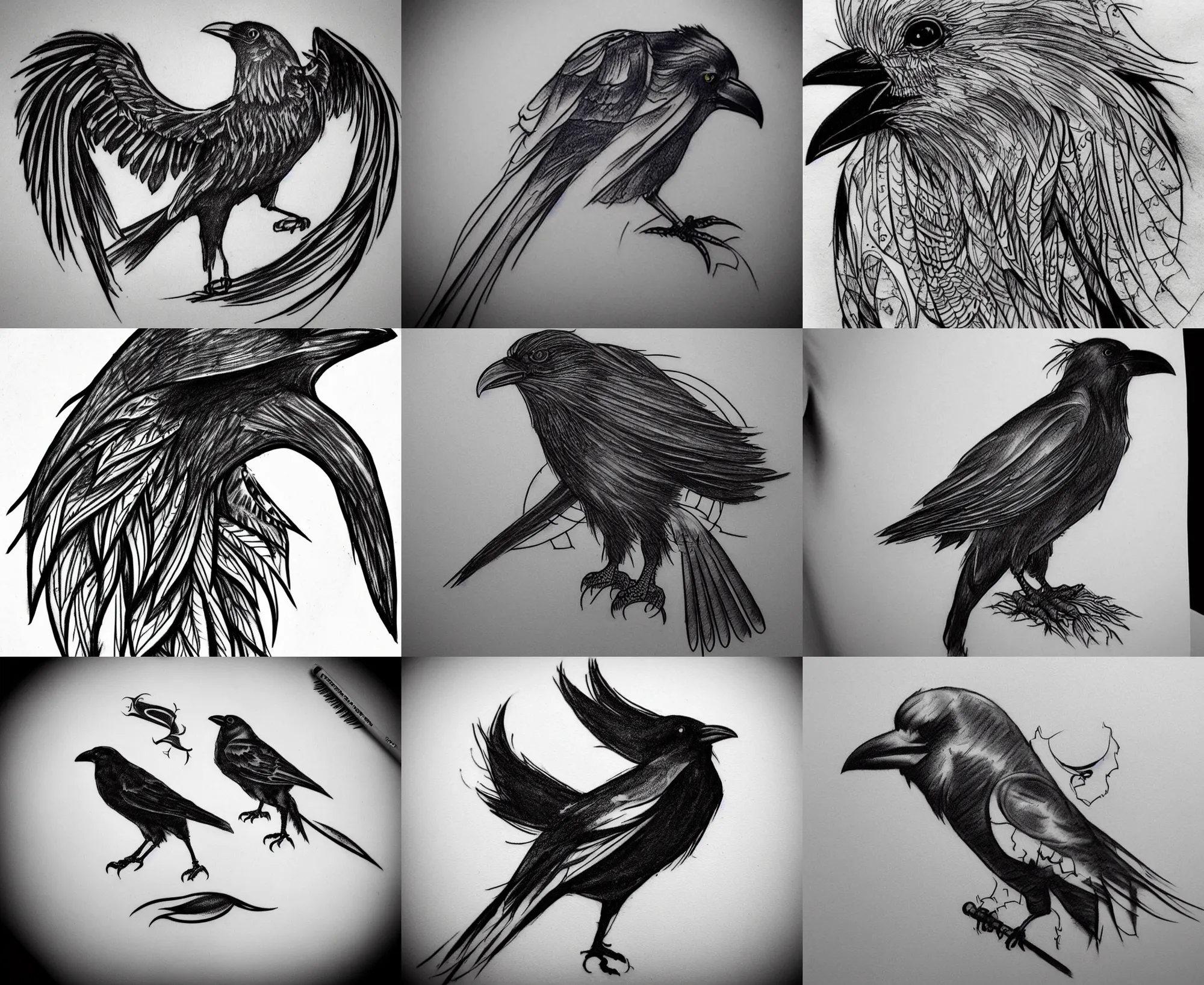 Raven tattoo Vectors & Illustrations for Free Download | Freepik