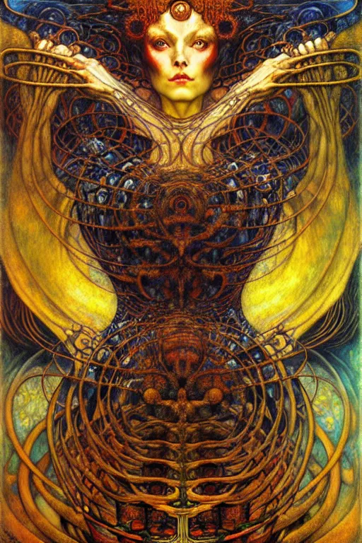 Image similar to Divine Chaos Engine by Karol Bak, Jean Delville, William Blake, Gustav Klimt, and Vincent Van Gogh, symbolist, visionary