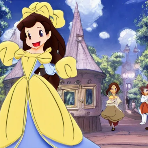 Image similar to [ disney's belle ] in isekai style