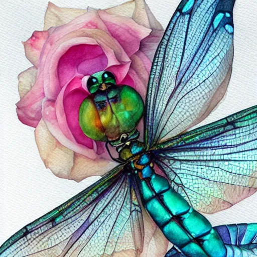 Image similar to watercolor dragonfly by anna dittmann, by marco mazzoni, by stephanie law,