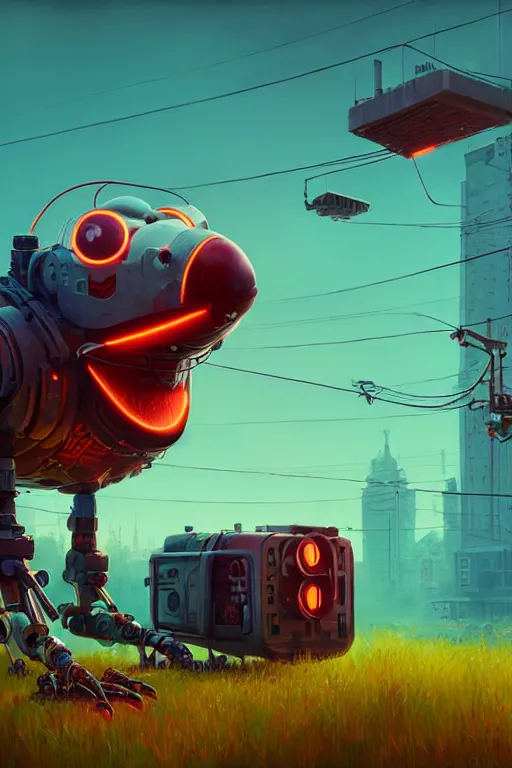 Prompt: cyborg bird, ultra hd, Painting By Simon Stalenhag, unreal 5, DAZ, hyperrealistic, octane render, dynamic lighting, intricate detail, summer vibrancy, cinematic