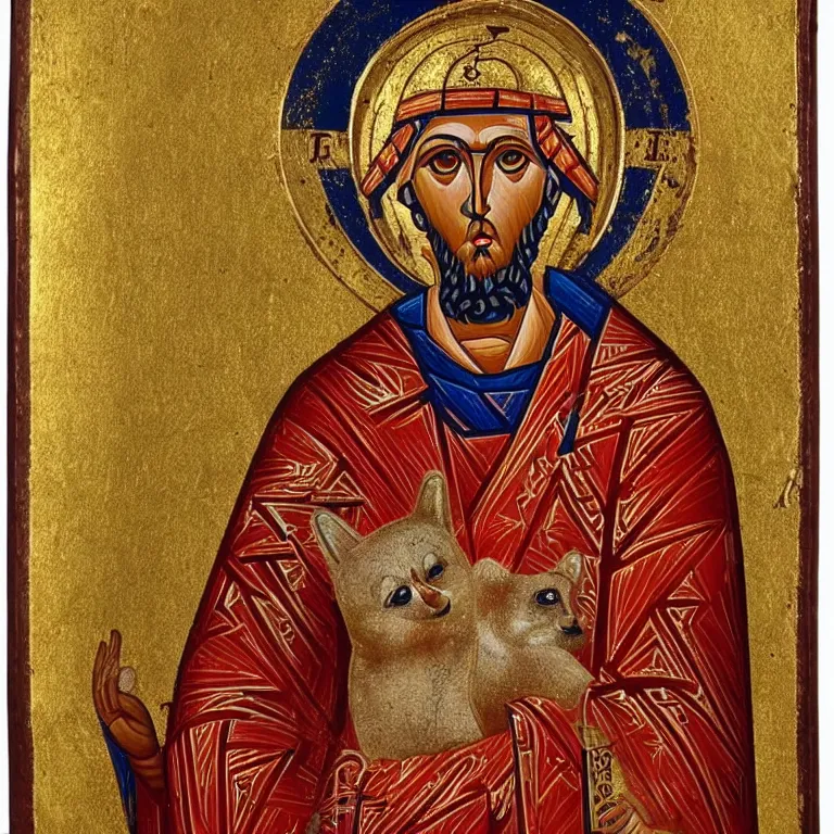 Image similar to byzantine icon depicting a shiba inu god