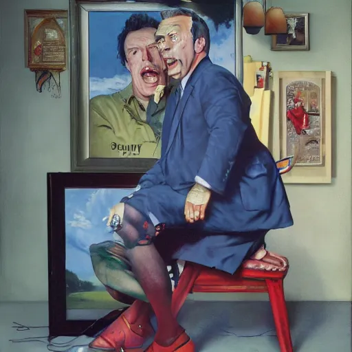 Image similar to painting of Tim Curry in the style of Norman Rockwell , 8k high definition high quality