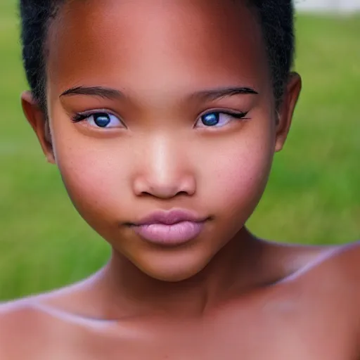 Prompt: a beautiful blasian girl with heterochromia