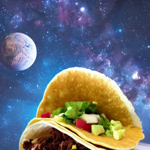 Prompt: A taco in a space suit