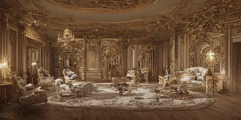 Prompt: a view of the inside of a luxurious late Nineteenth century palace, intricate, elegant, highly detailed, ornate, beautifully lit, ray traced, octane render in the style of Mandy Jurgens and Małgorzata Kmiec and Dang My Linh and Lulu Chen and Alexis Franklin and Filip Hodas and Pascal Blanché and Bastien Lecouffe Deharme