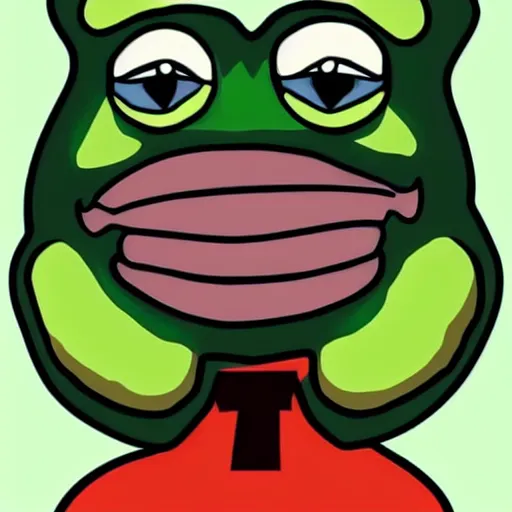 Image similar to pepe the frog head from 4chan on the body of a cartoon dog wearing a leather jacket and jeans