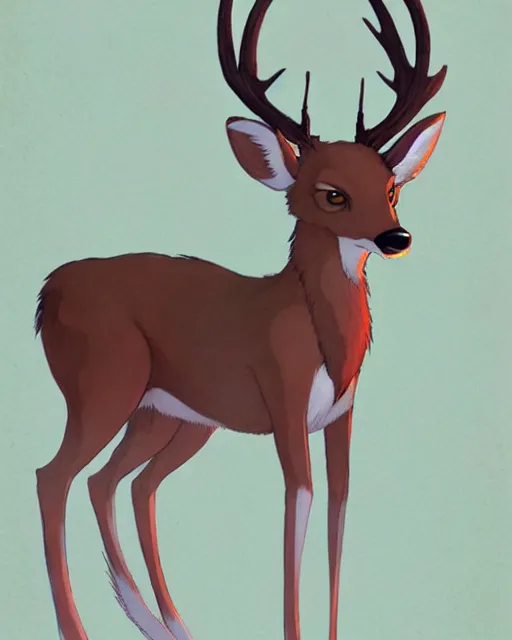 Prompt: concept art of an anthropomorphic furry deer character by Makoto Shinkai