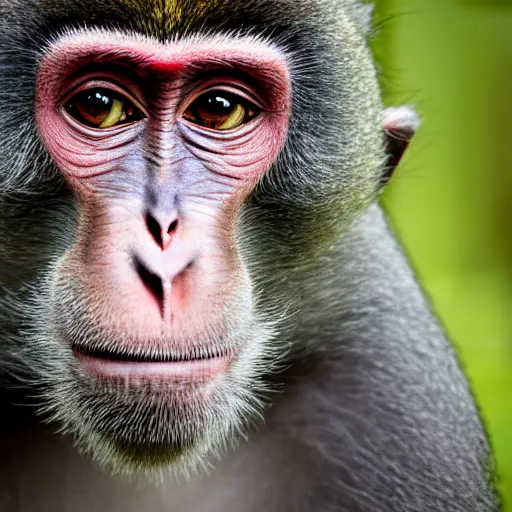 Image similar to portrait of a macaque wearing a black headband, in the style of piccaso