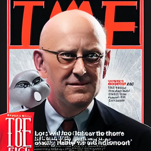 Image similar to doctor eggman from the sonic franchise as person of the year on the cover of time magazine.