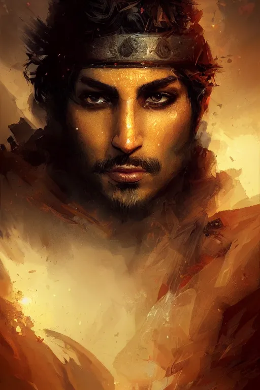 Image similar to prince of persia warrior within face portrait by greg rutkowski