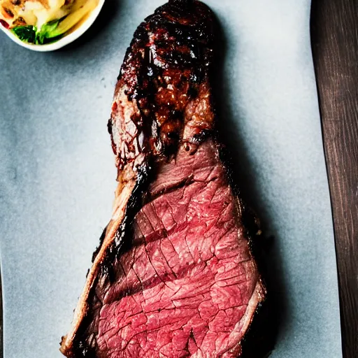Prompt: A perfectly guitar shaped perfectly cooked blue rare steak, food photography, 35mm, macro