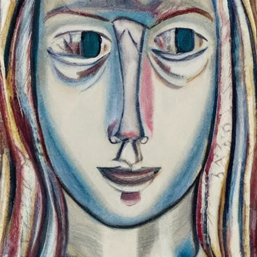 Prompt: Elle Fanning, head and shoulders portrait, extremely detailed masterpiece, by Picasso,