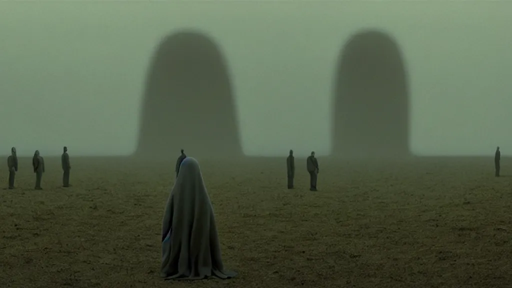 Image similar to people forgot where they came from, i'm here to remind them, film still from the movie directed by denis villeneuve and david cronenberg with art direction by salvador dali and zdzisław beksinski, wide lens