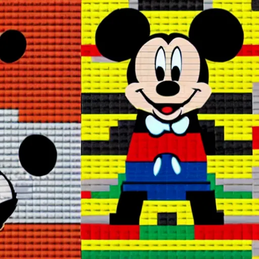 Image similar to mickey mouse in lego blocks