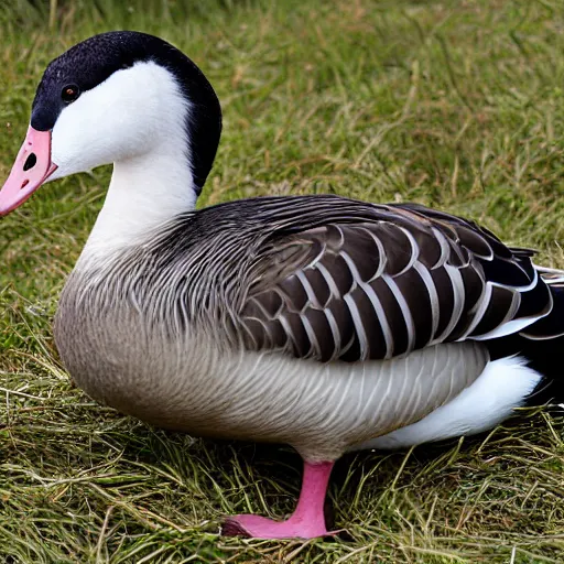 Image similar to a goose taking a covid test