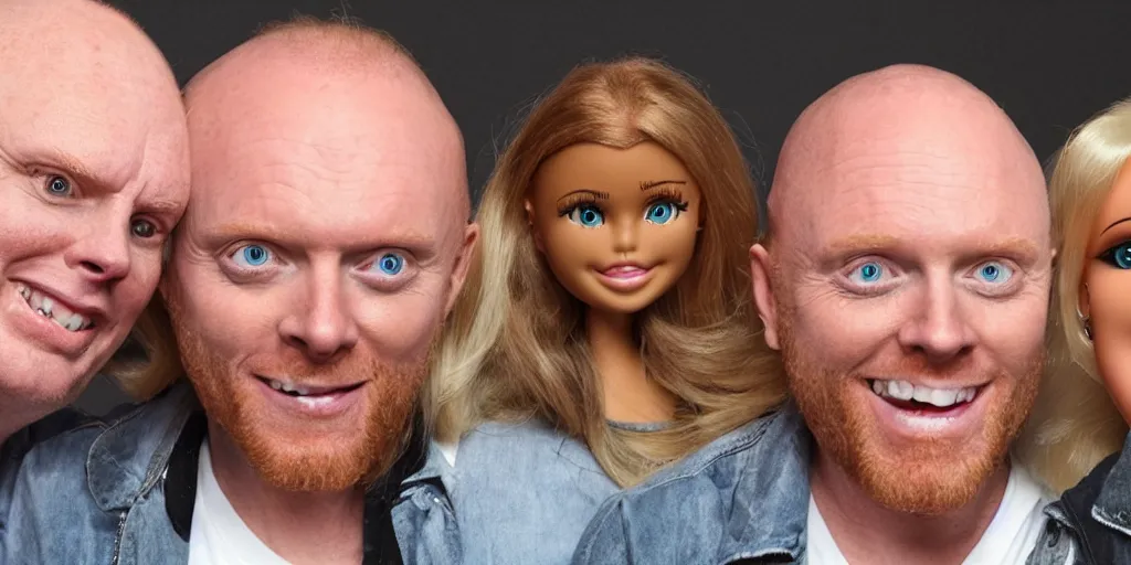 Prompt: barbiecore with Bill burr in front, Bill burr is crying