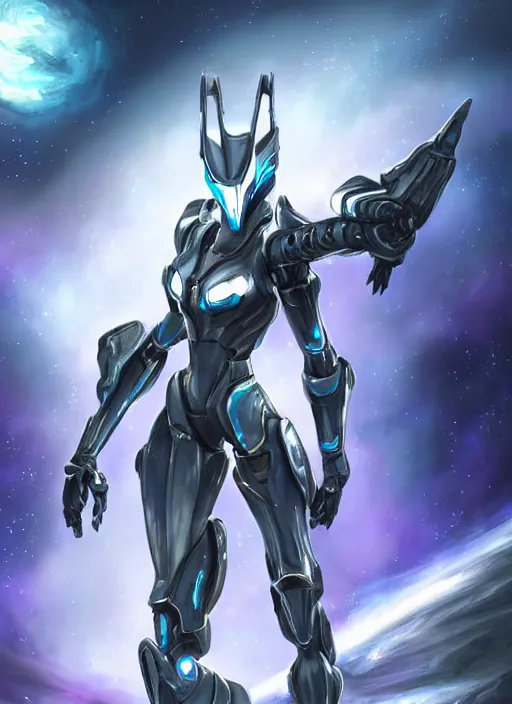 Image similar to cinematic shot, cosmic sized perfectly proportioned stunning beautiful anthropomorphic robot mecha female dragon, space background, larger than galaxies, holding milky way in hands, sleek silver armor, epic proportions, epic size, epic scale, ultra detailed digital art, furry art, macro art, dragon art, giantess art, warframe fanart, furaffinity, deviantart