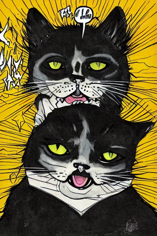 Image similar to Portrait of an evil kitty, comic book