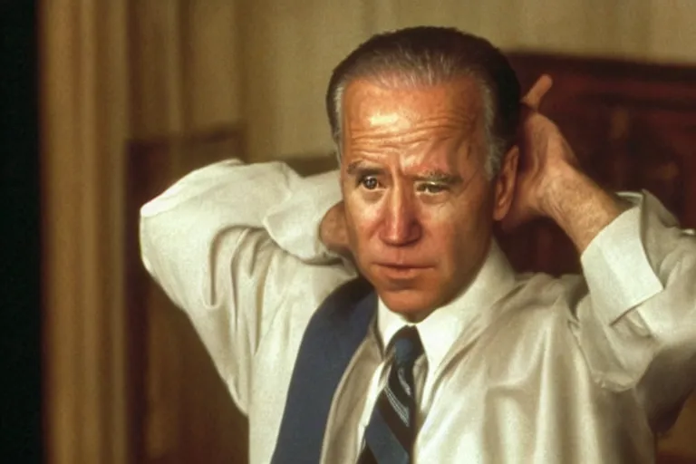 Image similar to film still frame of biden in the worst scene in requiem-for-a-dream, high quality