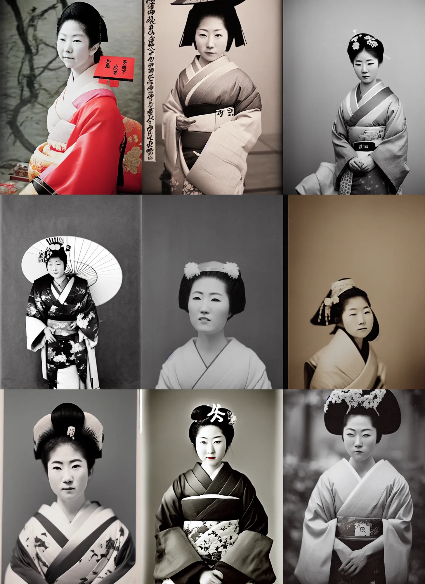 Prompt: Portrait Photograph of a Japanese Geisha Ferrania P30 Ultra