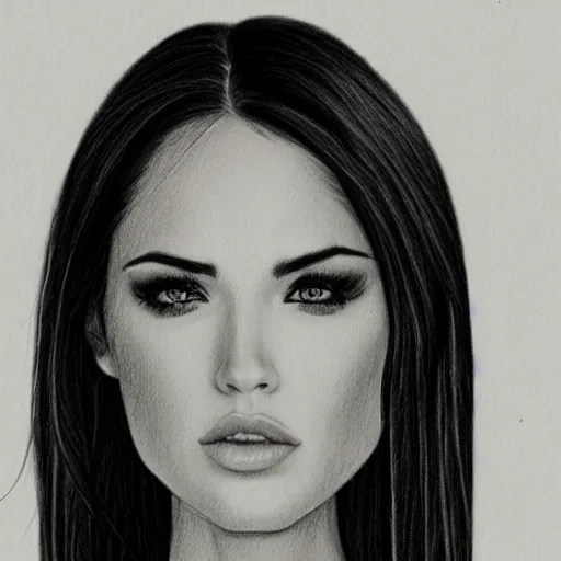 Image similar to a pencil sketch of megan foxs face