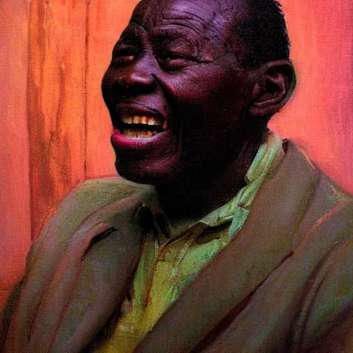 Prompt: a painting of a jovial, loving, daddy/fatherly, generous, kind wise elder from Kenya by Henry Ossawa Tanner . dramatic angle, ethereal lights, details, smooth, sharp focus, illustration, realistic, cinematic, artstation, award winning, rgb , unreal engine, octane render, cinematic light, macro, depth of field, blur, red light and clouds from the back, highly detailed epic cinematic concept art CG render made in Maya, Blender and Photoshop, octane render, excellent composition, dynamic dramatic cinematic lighting, aesthetic, very inspirational, arthouse.