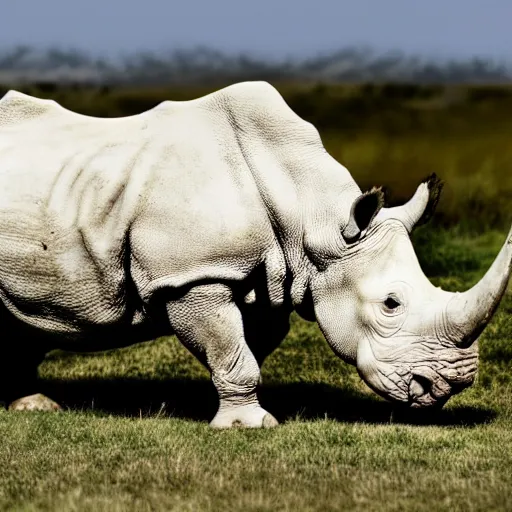 Image similar to an albino white rhino, award winning nature photography t