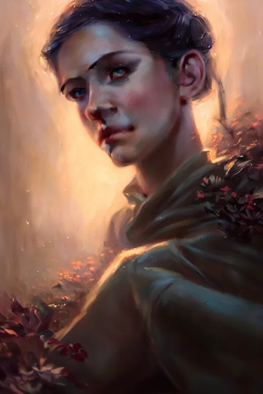 Image similar to cinematic shot of an epic portrait of a fairy dressed in military clothes, shiny skin, beautiful eyes, beautiful, small details, night setting, realistic poster with volumetric light from craig mallism, artgerm, jeremy lipkin and michael garmash, unreal engine, radiant light, detailed and complex environment, digital art, trends at art station, a masterpiece