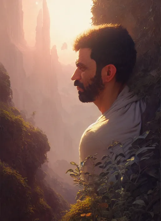 Image similar to highly detailed portrait of issam harris, unreal engine, fantasy art by greg rutkowski, loish, rhads, ferdinand knab, makoto shinkai and lois van baarle, ilya kuvshinov, rossdraws, tom bagshaw, alphonse mucha, global illumination, radiant light, detailed and intricate environment