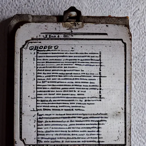 Prompt: photo of an antique metal grocery list