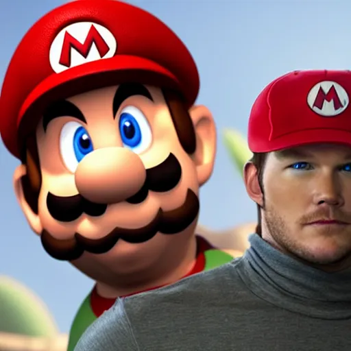 Image similar to Chris pratt as live action mario, 4k headshot photography