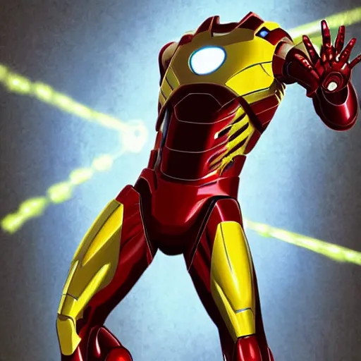 Prompt: iron man shooting beams, art my jock