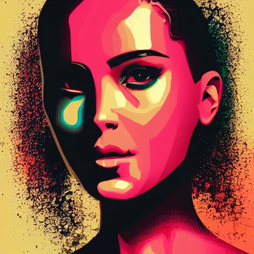 Prompt: a portrait of ava from ex machina, in retro colors, synthwave style, 2 d digital vector art