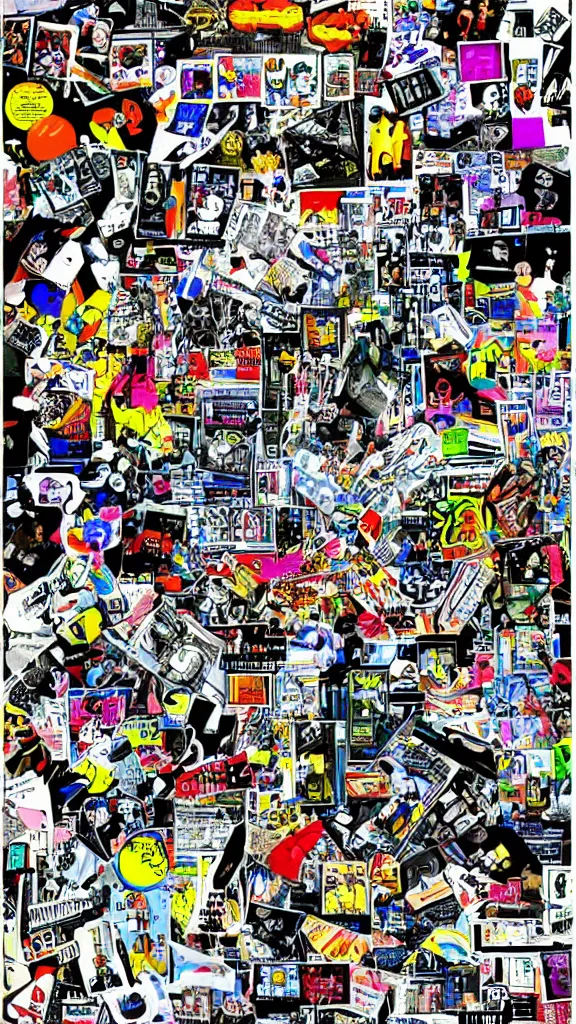 Image similar to 9 0 s clipart collage of y 2 k objects, macpaint, hyper colourful