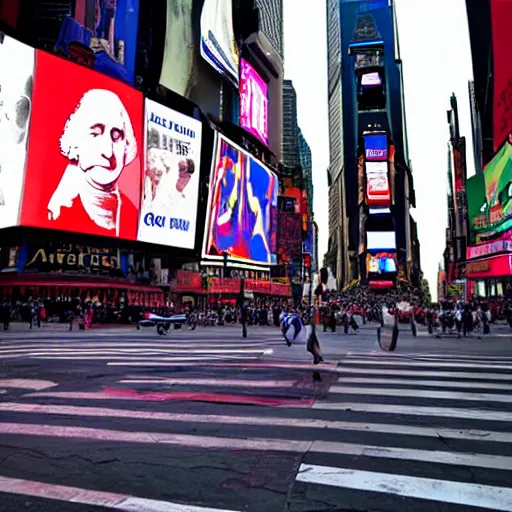 Image similar to photo of george washington lost in times square